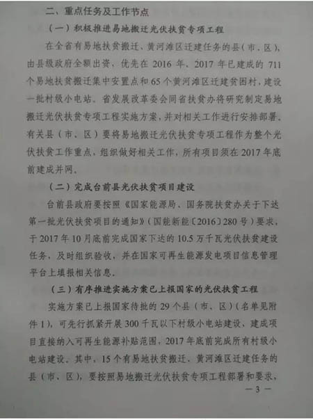 河南省下發《2017年光伏扶貧工作推進方案》的通知