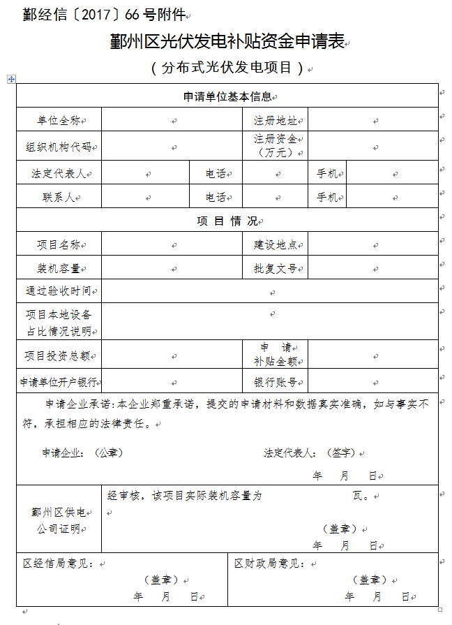 關于組織申報2017年度鄞州區光伏發電補貼資金的通知