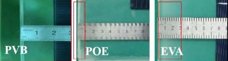 三種雙玻HAST測試結果：PVB水汽滲入0mm、POE滲入10mm、EVA滲入30mm