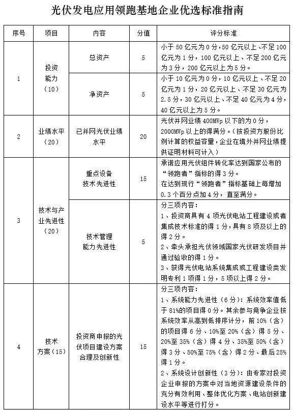 應用領跑基地企業優選這20家具備較強競爭力，體量不足1GW希望渺茫