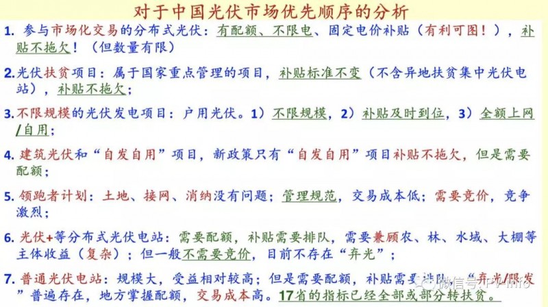 王斯成關于未來三年光伏市場的判斷及優先順序分析