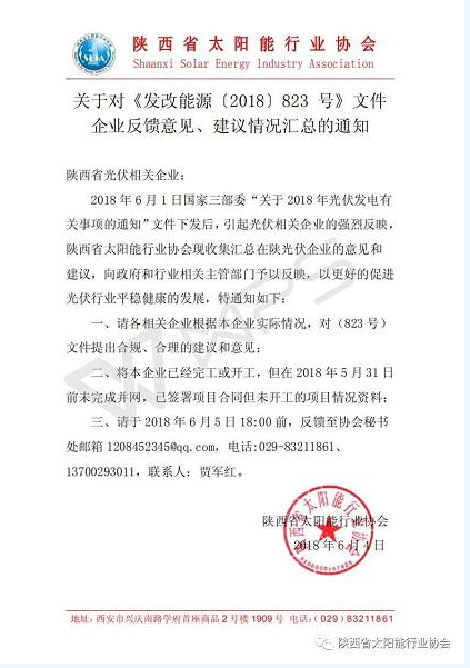多地光伏行業協會發起“531新政”企業影響調查